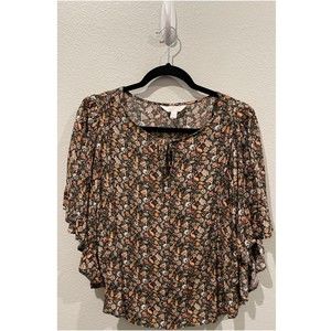 LC LAUREN CONRAD Boho Flair 3/4 Sleeve Floral Blouse